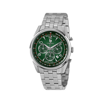 Montre LIP homme chronographe, bracelet métal argent - vue 1