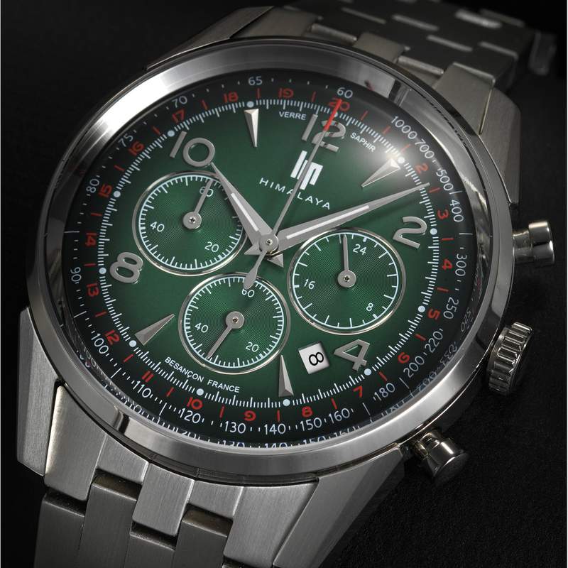 Montre LIP homme chronographe, bracelet métal argent - vue D1