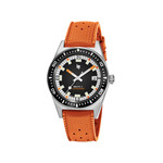 Montre LIP homme automatique, bracelet caoutchouc orange - vue 1