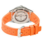 Montre LIP homme automatique, bracelet caoutchouc orange - vue 3