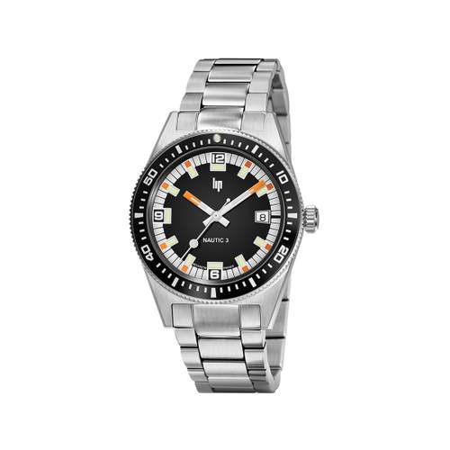 Montre LIP homme automatique, bracelet métal argent