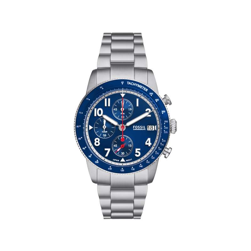 Montre FOSSIL sport tourer homme bracelet acier inoxydable argent - vue 1