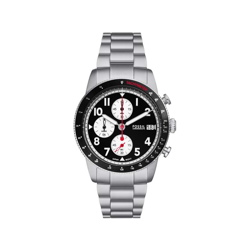 Montre FOSSIL sport tourer homme bracelet acier inoxydable argent - vue 1