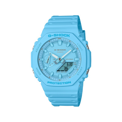 CASIO G-SHOCK men's watch with light blue resin bracelet