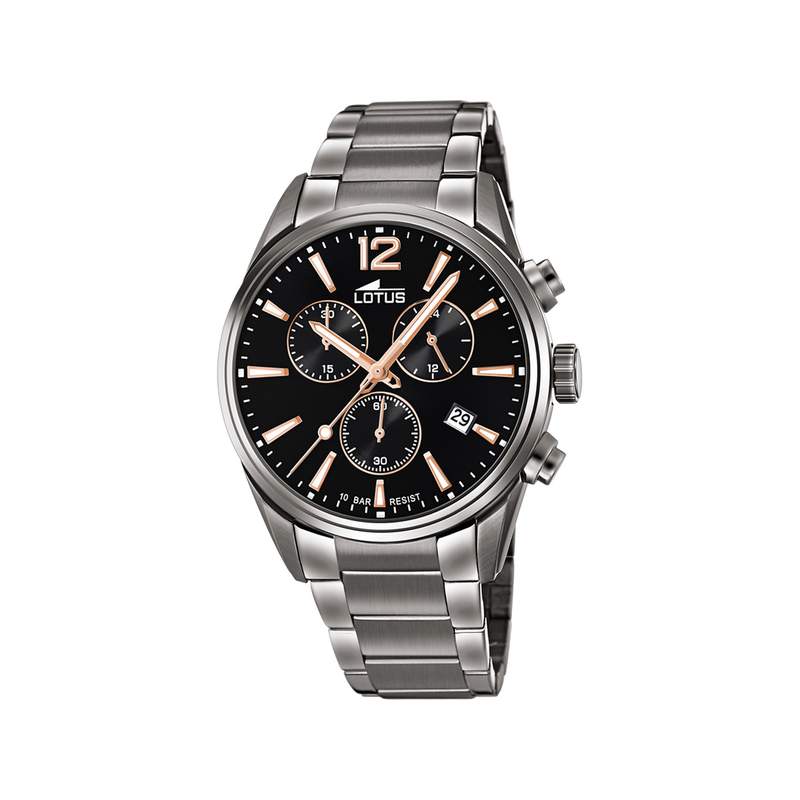 Montre LOTUS chrono homme bracelet acier - vue 1