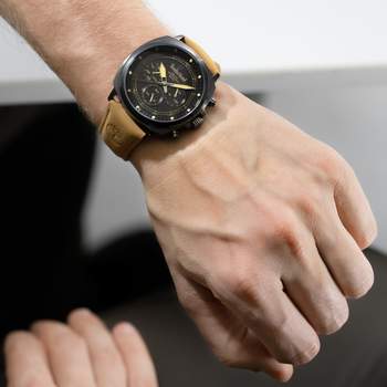 TIMBERLAND Williston-small herenhorloge met bruine leren band