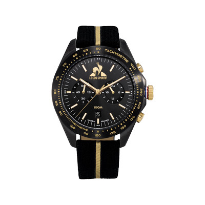 Montre LE COQ SPORTIF coq d'or homme bracelet tissu noir - vue 1