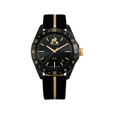 Montre LE COQ SPORTIF coq d'or homme bracelet tissu noir