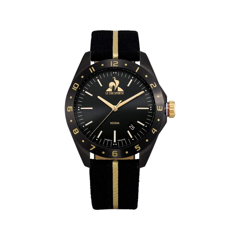 Montre LE COQ SPORTIF coq d'or homme bracelet tissu noir - vue 1