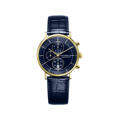 MICHEL HERBELIN Inspiration men's watch navy blue leather strap