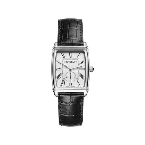 Montre MICHEL HERBELIN Art deco homme bracelet cuir noir