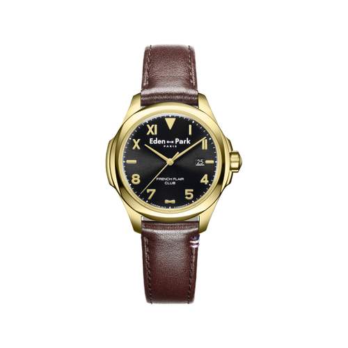 Montre EDEN PARK Club homme bracelet cuir brun