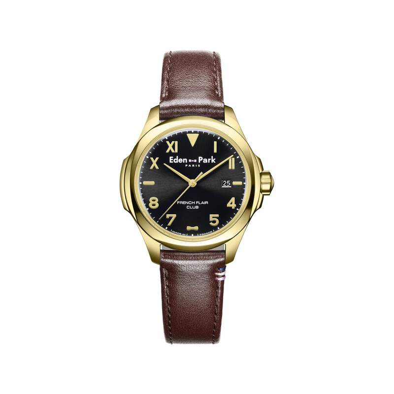 Montre EDEN PARK Club homme bracelet cuir brun - vue 1