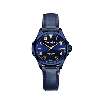 Montre EDEN PARK Club homme bracelet cuir bleu - vue 1