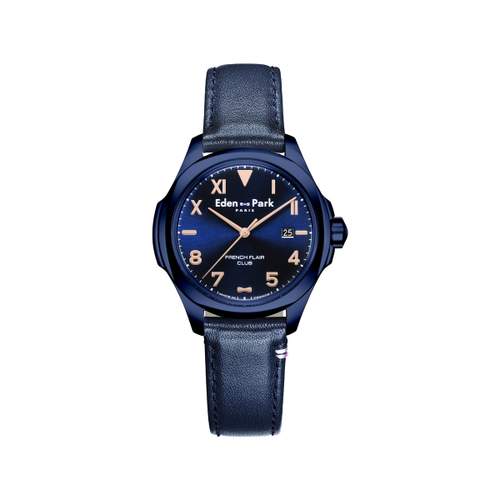 Montre EDEN PARK Club homme bracelet cuir bleu