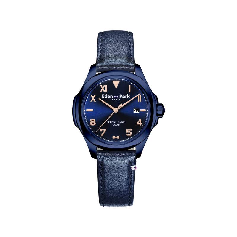 Montre EDEN PARK Club homme bracelet cuir bleu - vue 1
