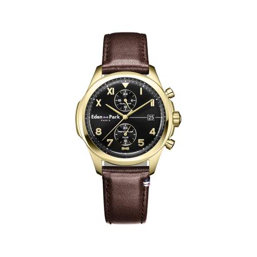 Montre EDEN PARK Club homme bracelet cuir brun