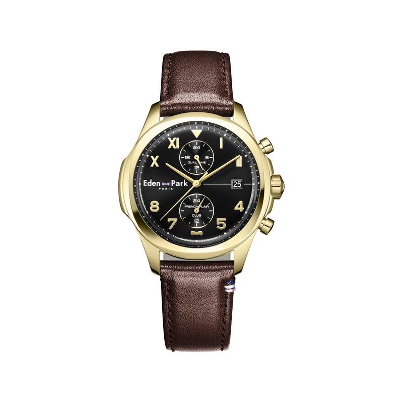 Montre EDEN PARK Club homme bracelet cuir brun - vue 1