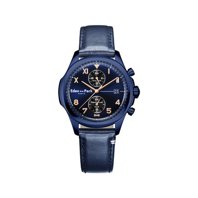 Montre EDEN PARK Club homme bracelet cuir bleu - vue 1