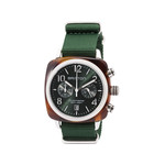 Montre BRISTON clubmaster classic chrono homme bracelet tissu vert fonce - vue 1