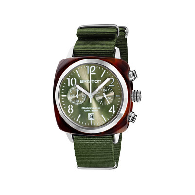 Montre BRISTON clubmaster classic chrono homme bracelet tissu vert olive - vue 1