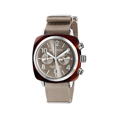 Montre BRISTON clubmaster classic chrono homme bracelet tissu taupe - vue 1