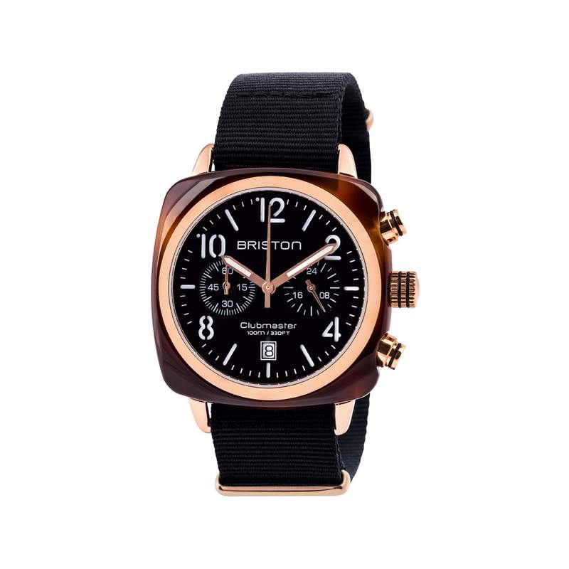 Montre BRISTON clubmaster classic chrono homme bracelet tissu noir - vue 1
