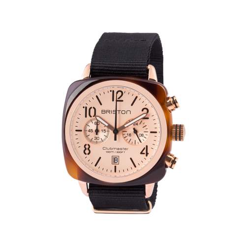 BRISTON clubmaster classic chrono men's watch black fabric strap