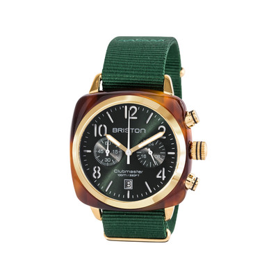 Montre BRISTON clubmaster classic chrono homme bracelet tissu vert fonce - vue 1