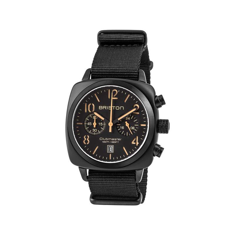 Montre BRISTON clubmaster classic chrono homme bracelet tissu noir - vue 1