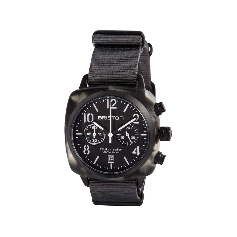 Montre BRISTON clubmaster classic chrono homme bracelet tissu gris - vue 1
