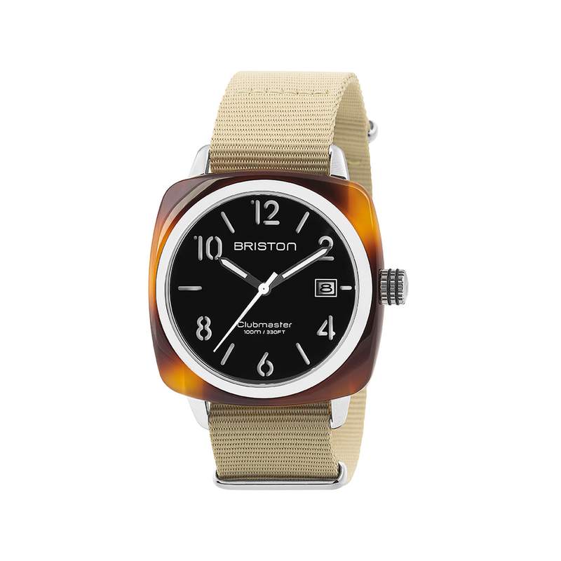 Montre BRISTON clubmaster classic hms homme bracelet tissu vert kaki - vue 1