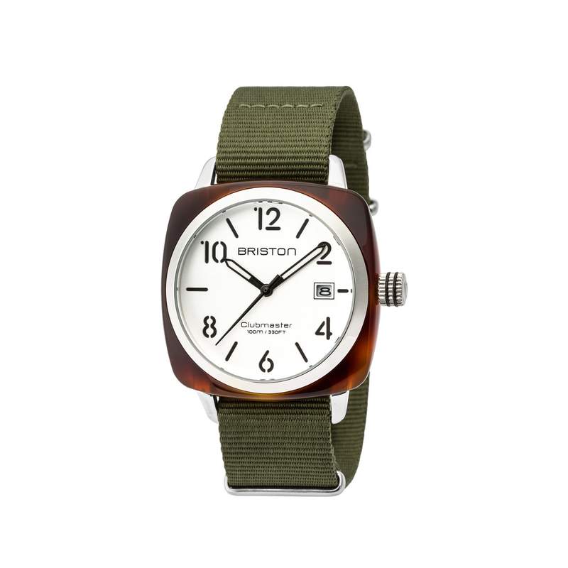 Montre BRISTON clubmaster classic hms homme bracelet tissu vert kaki - vue 1