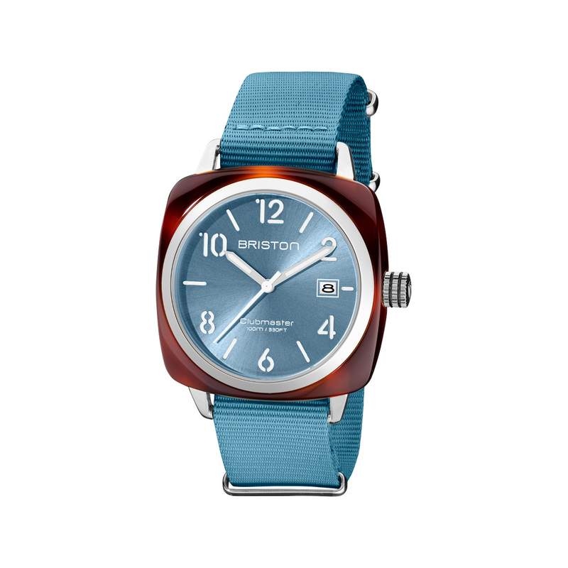 Montre BRISTON clubmaster classic hms homme bracelet tissu bleu clair - vue 1