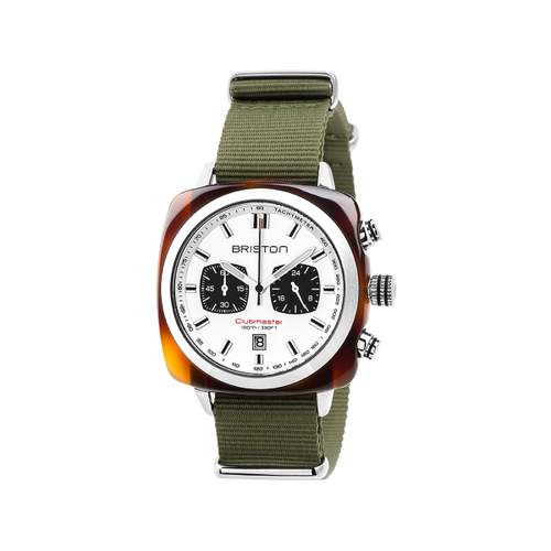 Montre BRISTON clubmaster sport homme bracelet tissu vert kaki