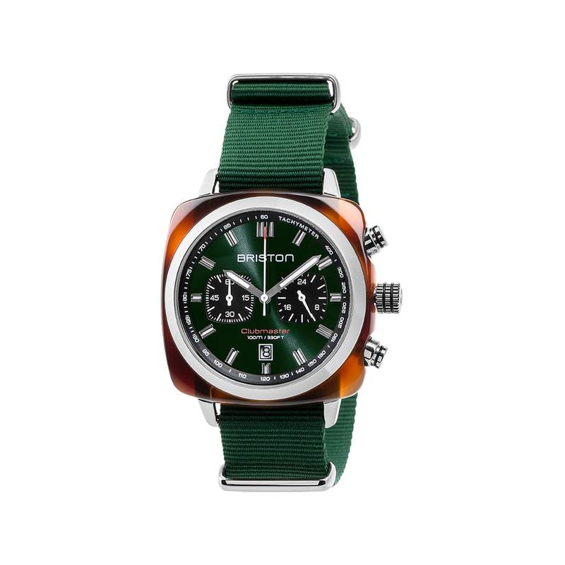Montre BRISTON clubmaster sport homme bracelet tissu vert fonce - vue 1