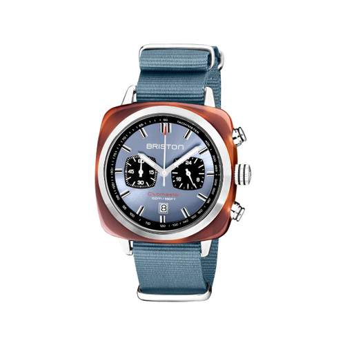 BRISTON clubmaster sport men's watch dark blue fabric strap