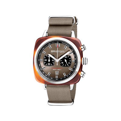 Montre BRISTON clubmaster sport homme bracelet tissu taupe - vue 1