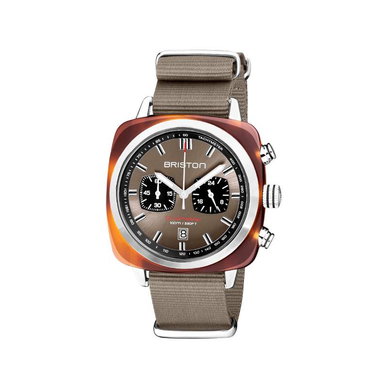 Montre BRISTON clubmaster sport homme bracelet tissu taupe - vue 1