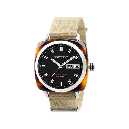 Montre BRISTON clubmaster sport hms homme bracelet tissu vert kaki