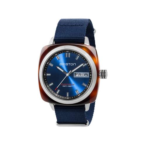 BRISTON clubmaster sport hms herenhorloge met blauwe stoffen band