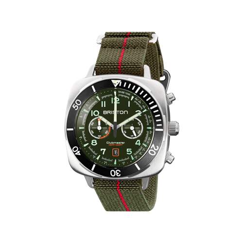Montre BRISTON clubmaster outdoor homme bracelet tissu vert kaki