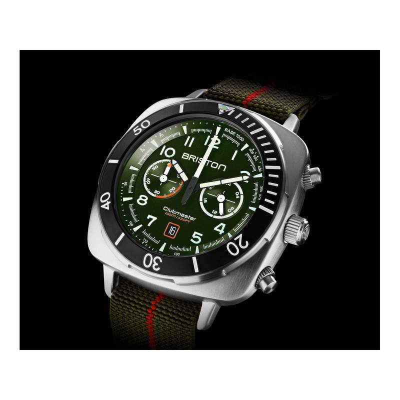 Montre BRISTON clubmaster outdoor homme bracelet tissu vert kaki - vue 2