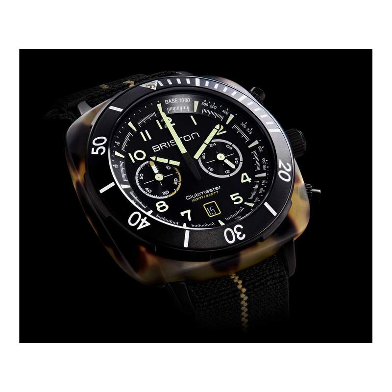 Montre BRISTON clubmaster outdoor homme bracelet tissu vert kaki - vue 2