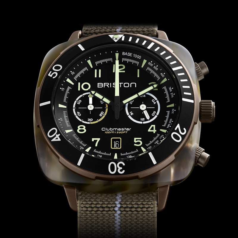Montre BRISTON clubmaster outdoor homme bracelet tissu noir - vue D1