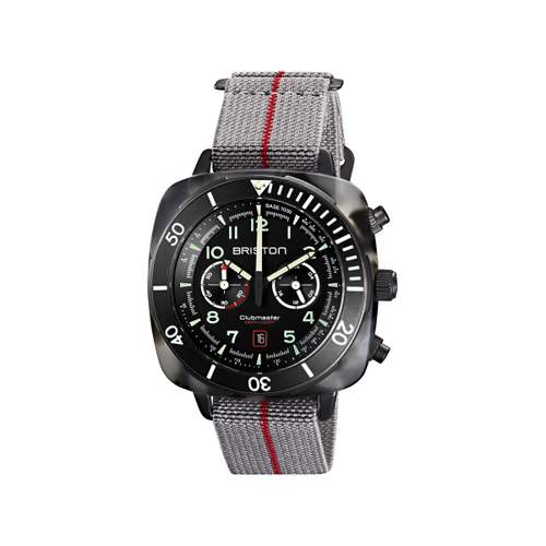 BRISTON clubmaster outdoor men's watch grey fabric strap