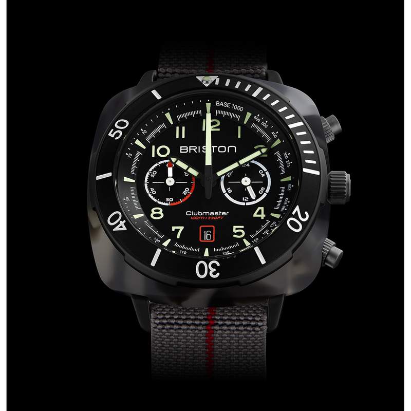 Montre BRISTON clubmaster outdoor homme bracelet tissu gris - vue D1