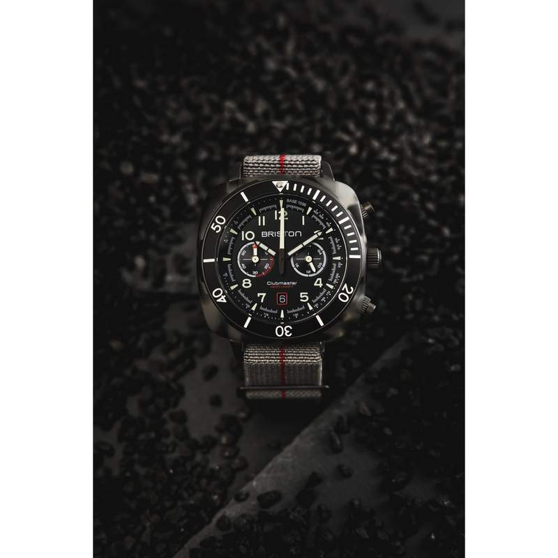 Montre BRISTON clubmaster outdoor homme bracelet tissu gris - vue D2