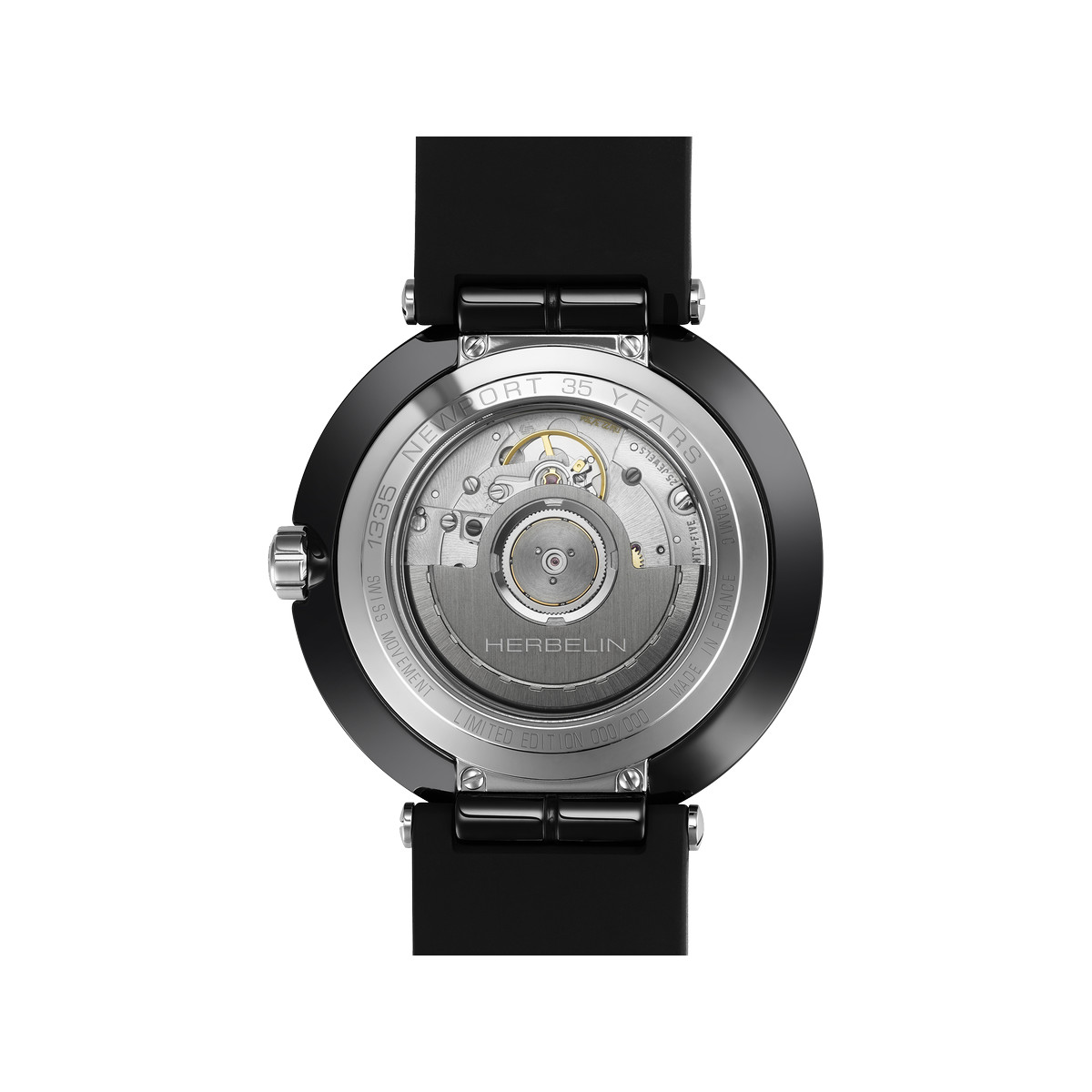 Montre MICHEL HERBELIN Newport homme automatique, bracelet silicone noir - vue 3