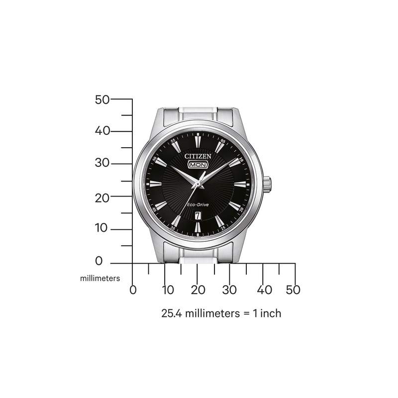 Montre CITIZEN classic elegant homme eco-drive, bracelet acier inoxydable gris argent - vue D2